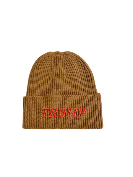 Brown Beanie, Red Letters