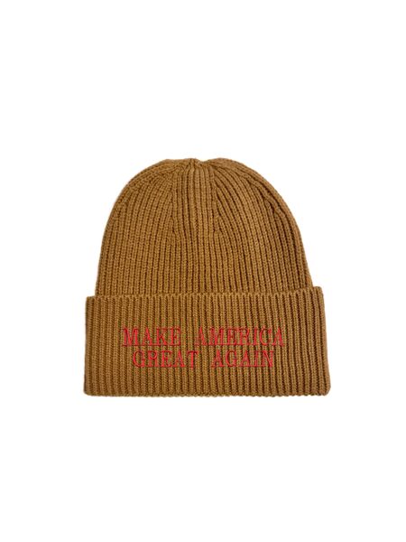 Make America Great Again, Brown Beanie, Red Letters