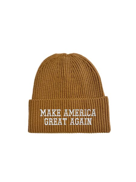 Make America Great Again, Brown Beanie, White Letters