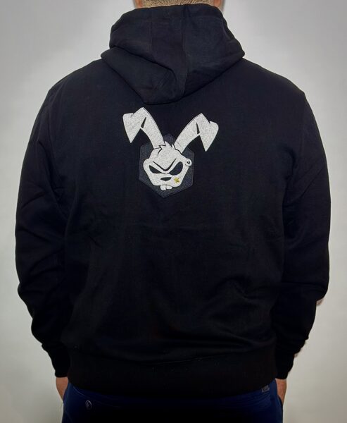 Rabbit Embroidered Black Hoodie, Unisex